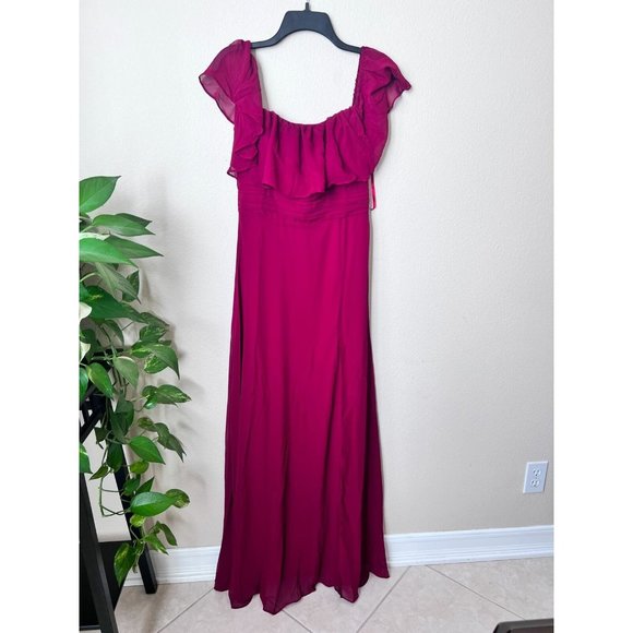 Ever Pretty Dresses & Skirts - Ever Pretty Womens XL Maxi Dress Red Ruffle Off Shoulder Sleeve Fit & Flare